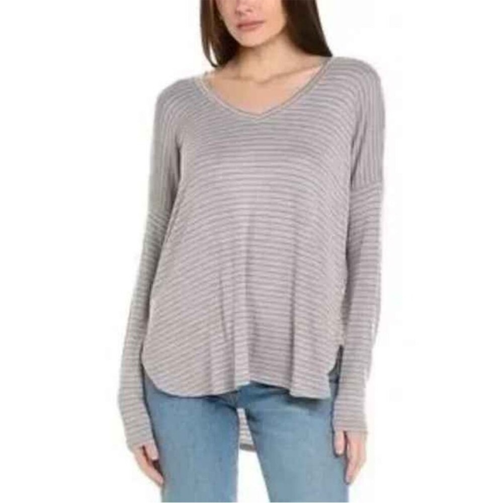 Cabi Striped Long Sleeve Oversized Knit Tunic Tee Style #4376
